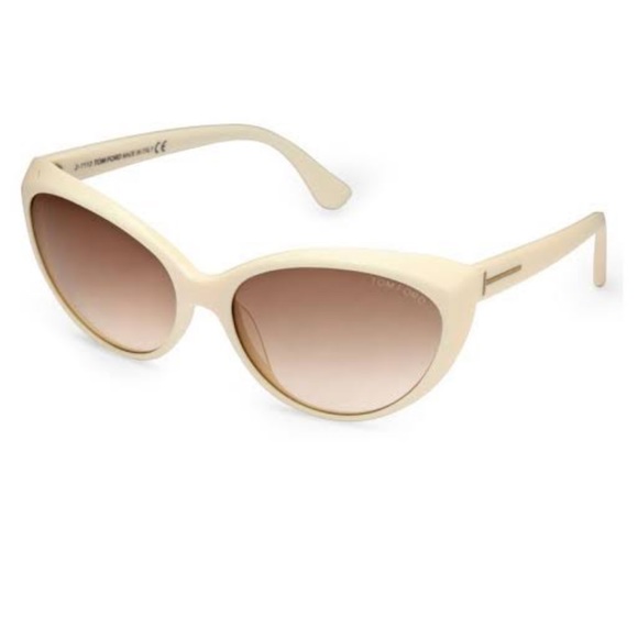 Tom Ford Gina TF 345 20F Ivory/Brown Gradient Cat-eye Sunglasses - Picture 2 of 9